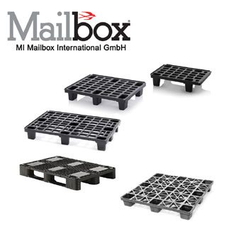 Diverse Kunstoffpaletten von Mailbox International GmbH.